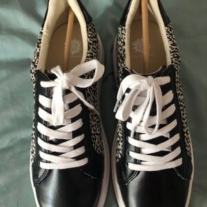 Yellow Box Black and White Sneakers with Canvas Upper